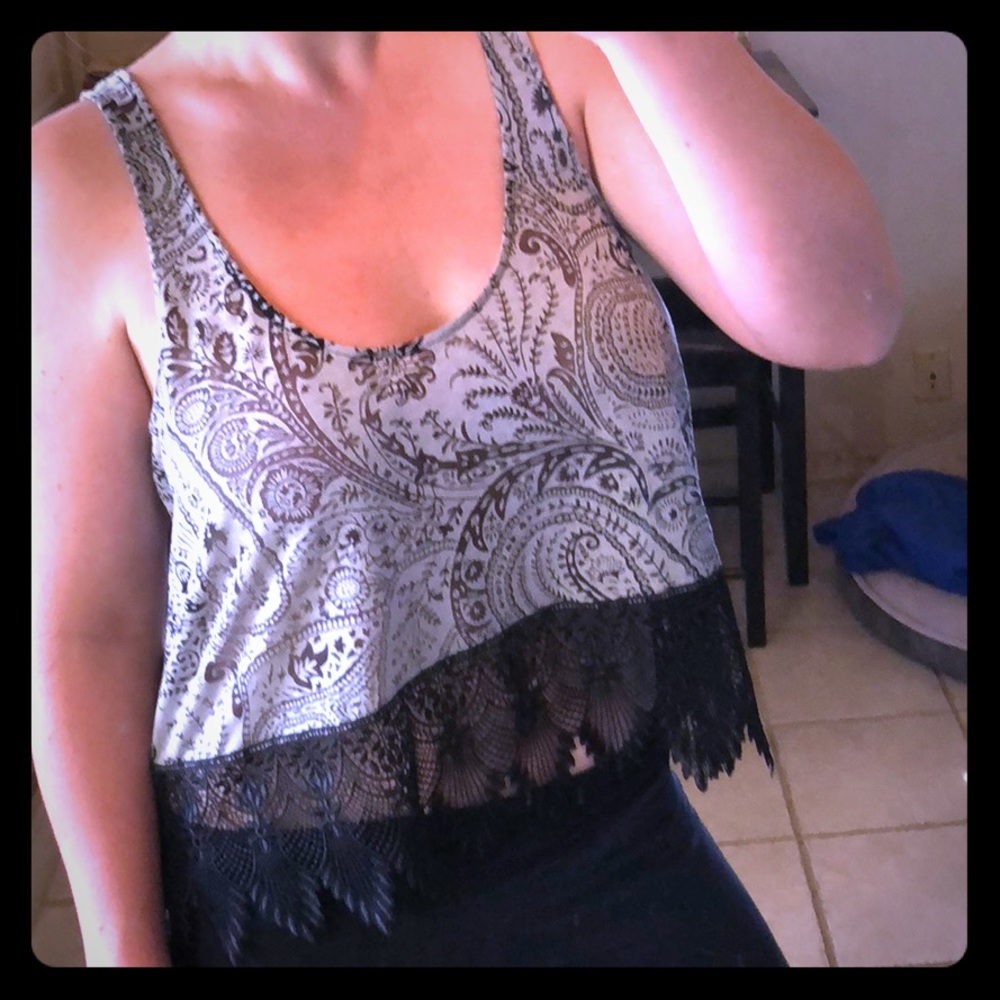 Doily boho crop top lace tank